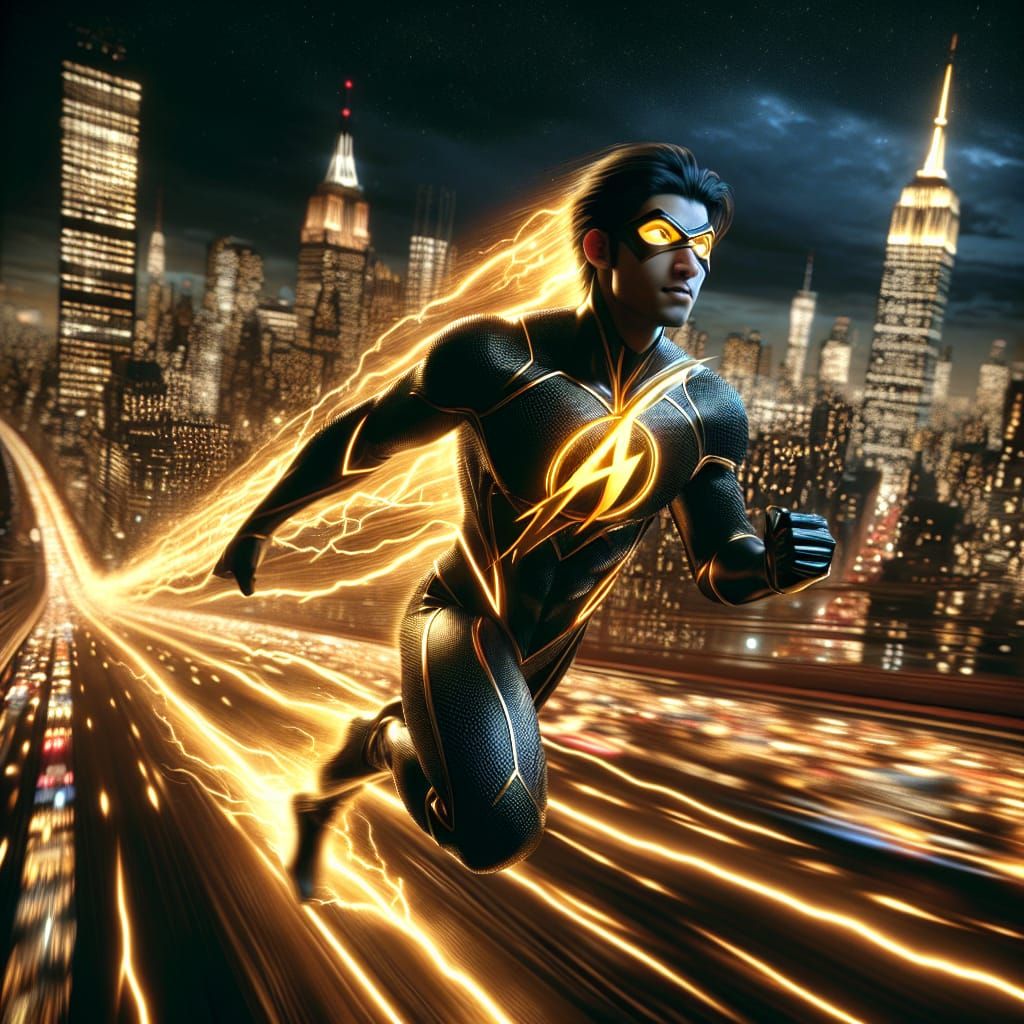 Speedster Superhero in New York City, 3D Anime Style