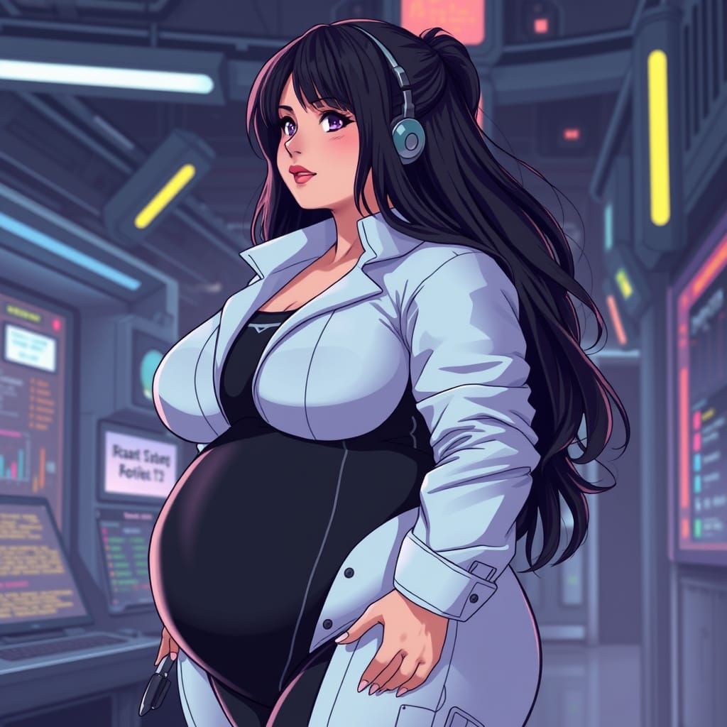 Sultry Futuristic Scientist in Hi-Tech Environment