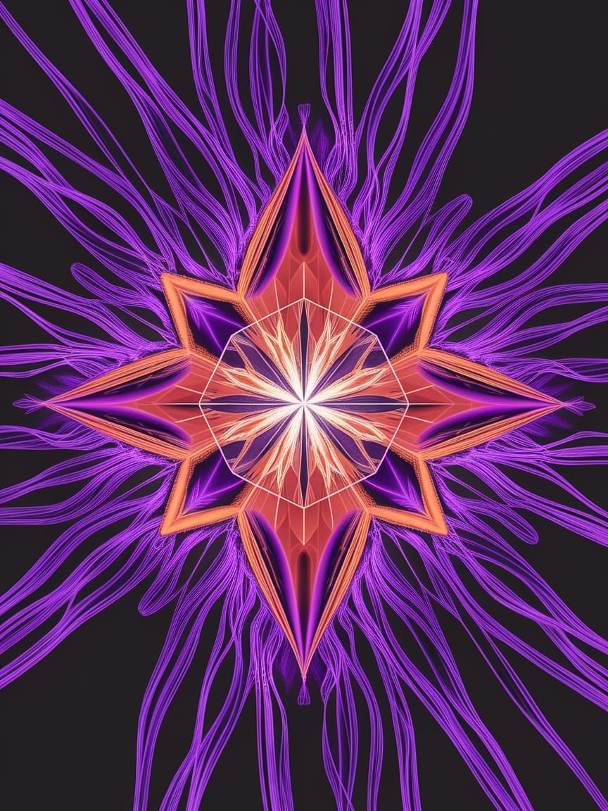 Living Paradigm Liquid Glass Byzantian Dewy Decagon Interdrip Beseech Ecclesiastical Purple and Pagan Orange