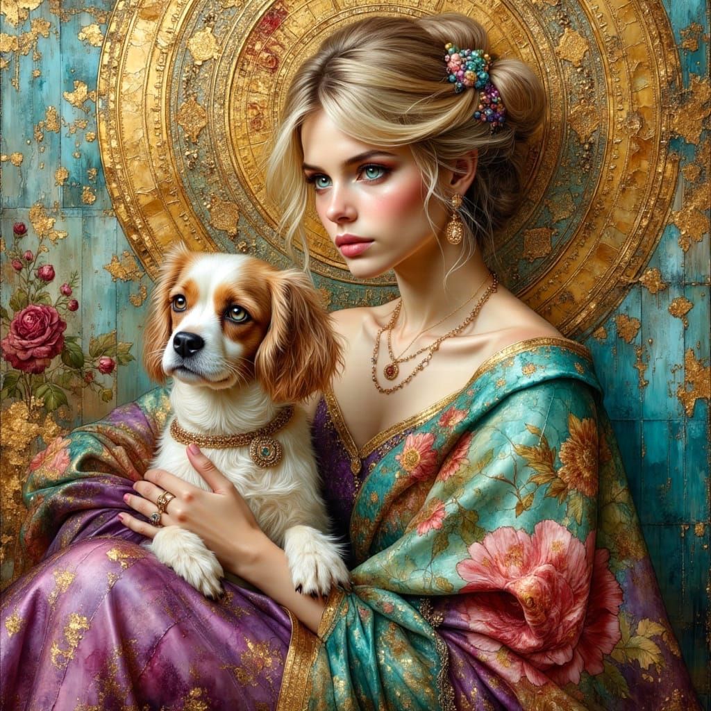 Sensual Woman with Companion in Fantasy Art Style