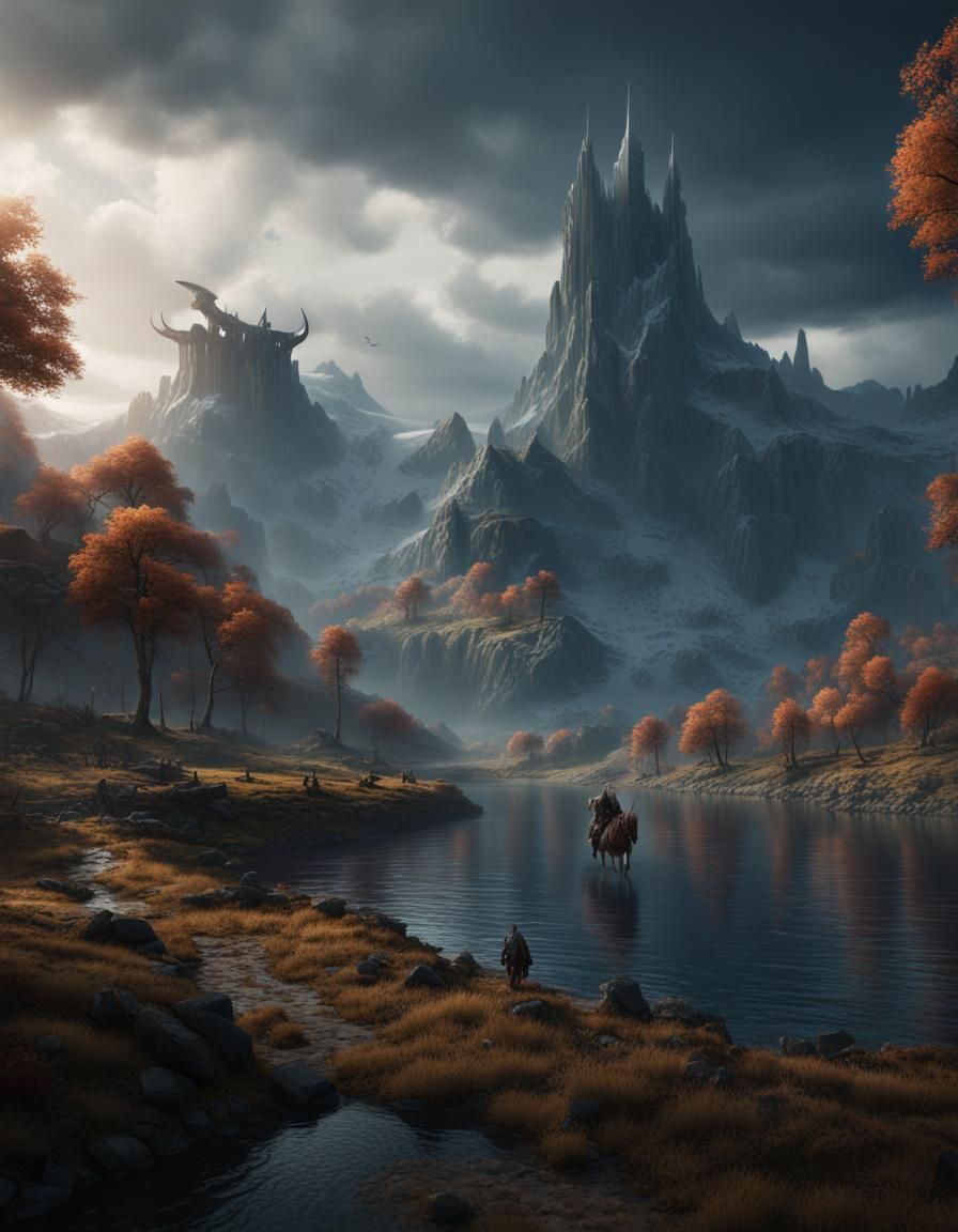 Viking in Dark Landscape: Fantasy Concept Art