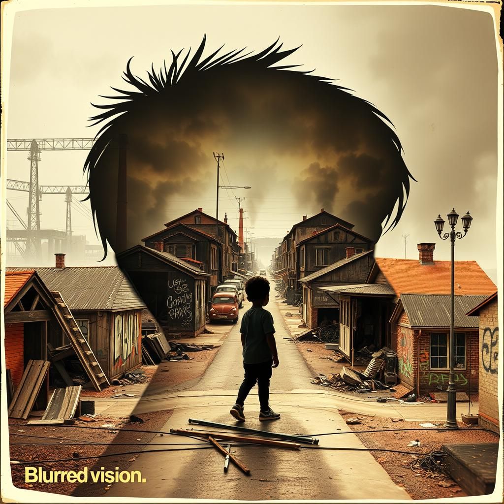 Record Sleeve with Cityscape Silhouette Art