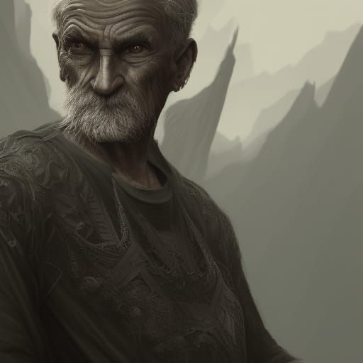Old Man in Hoodie: Fantasy Concept Art