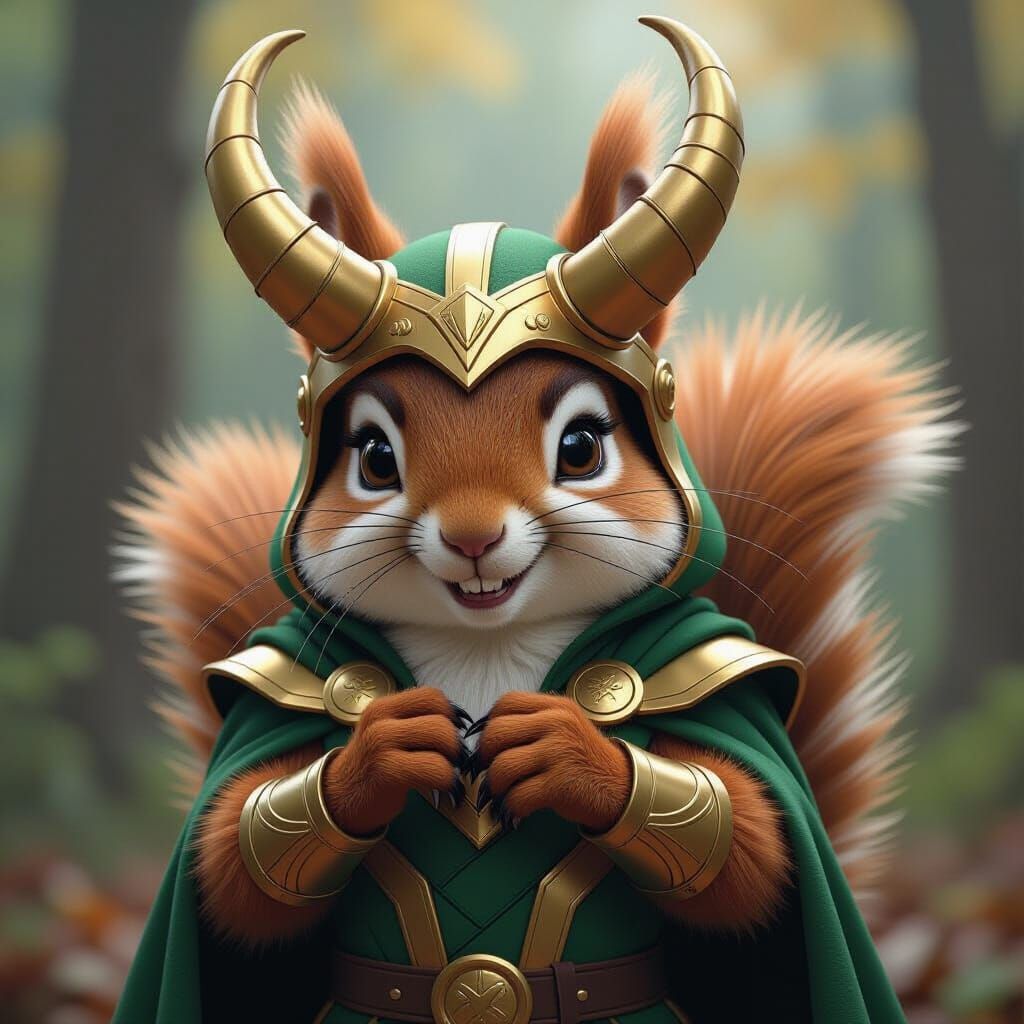 Squirrel as Loki: Mischievous Scheme in Digital Art