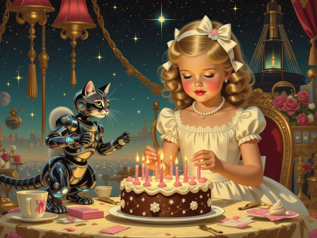 Girl's Galactic Birthday with Robot Pet