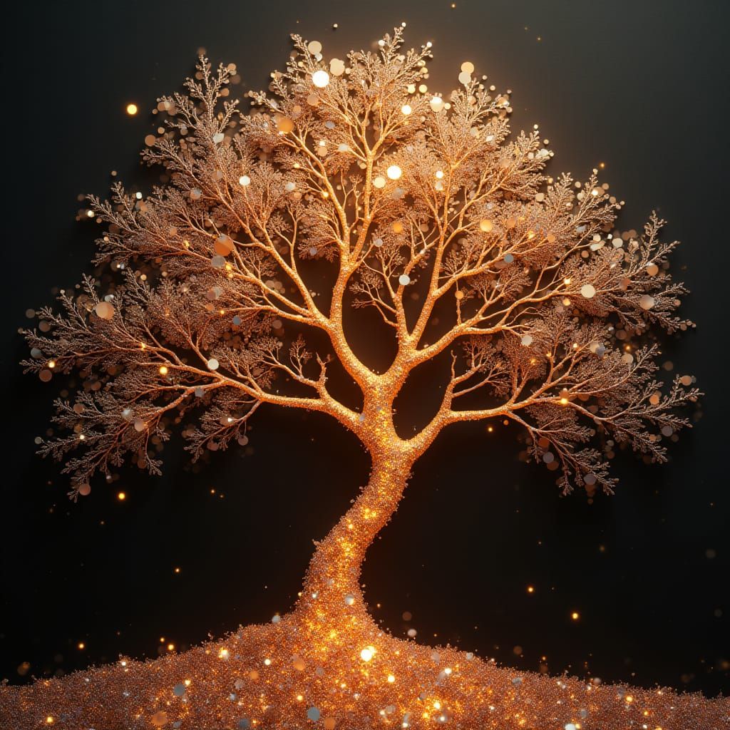 Tree of Copper Iridescent Music Fractals