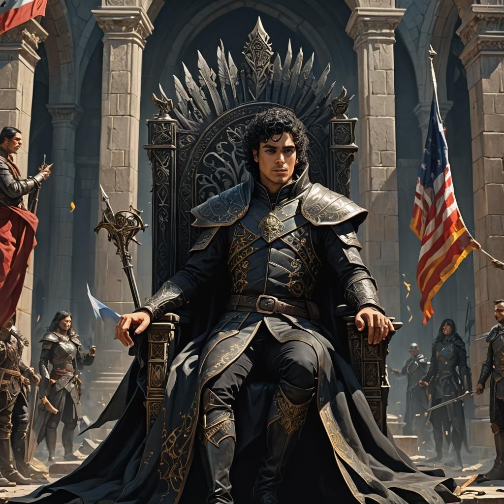 Latinx Witch Monarch on Throne: Dark Fantasy Art