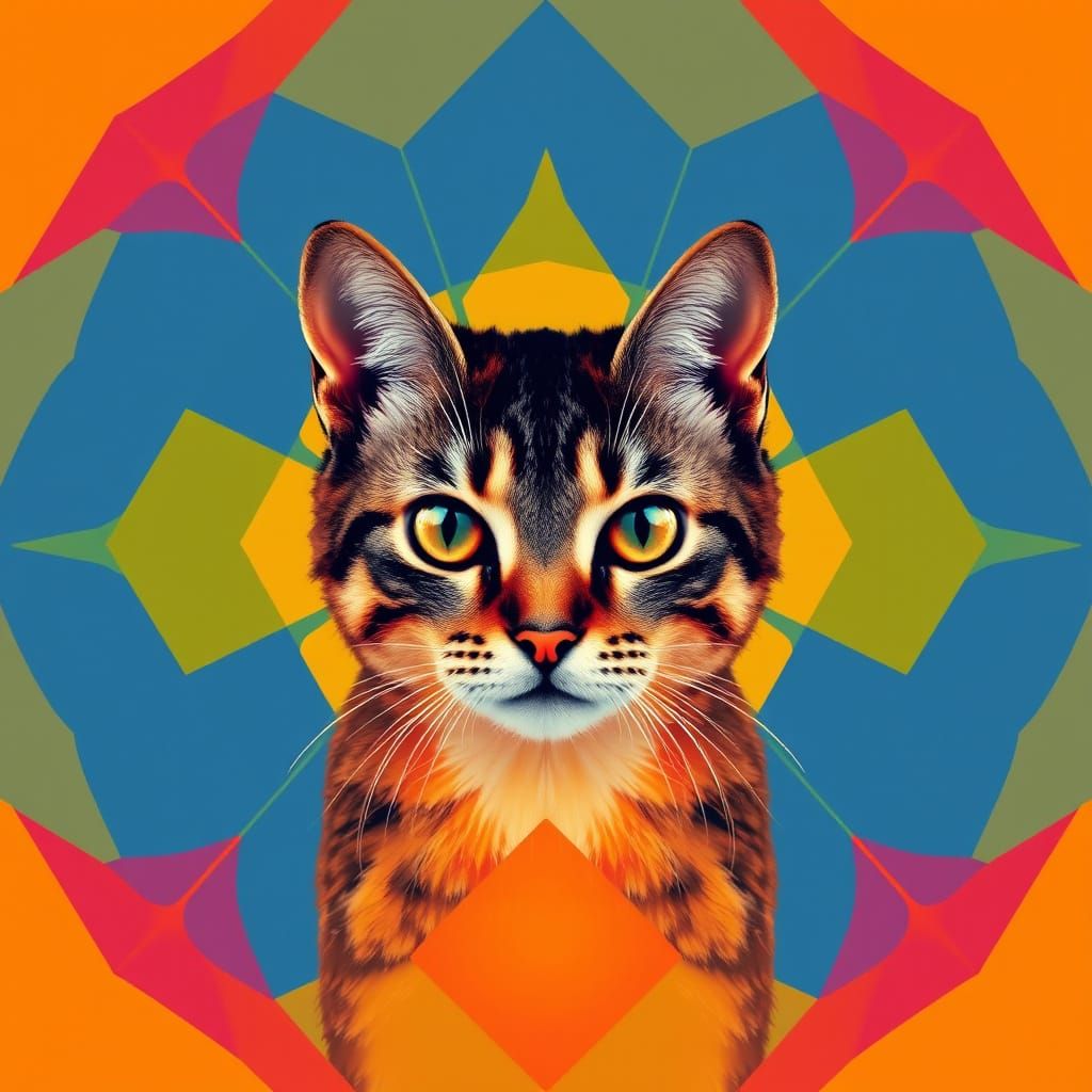 Cat in Bauhaus Style Pop Art