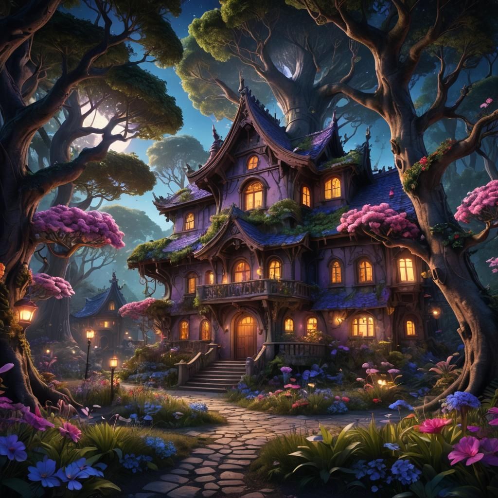 Magical Casa in Enchanted Forest: Matte Painting