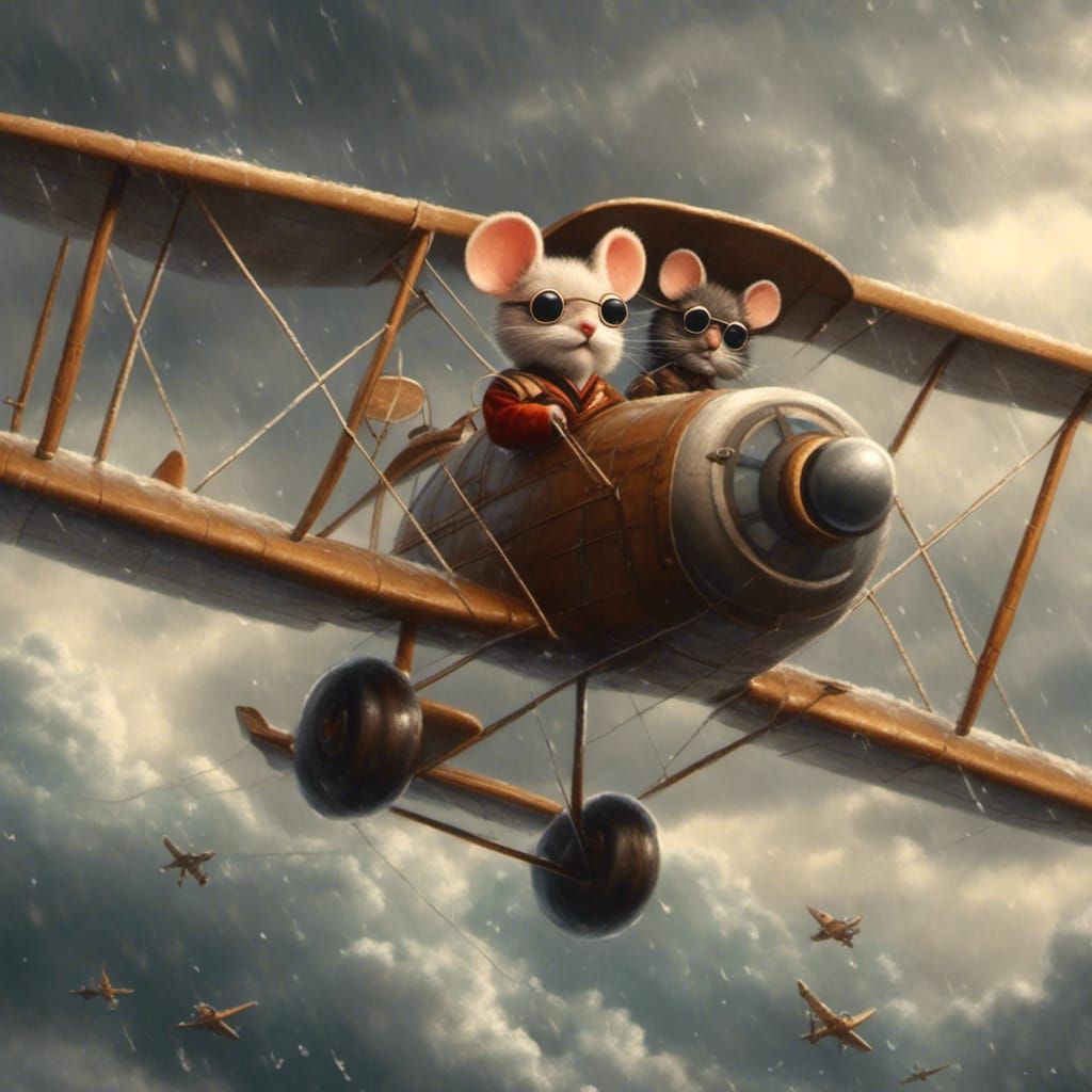 Mouse Aviators in 1930s Stormy Skies