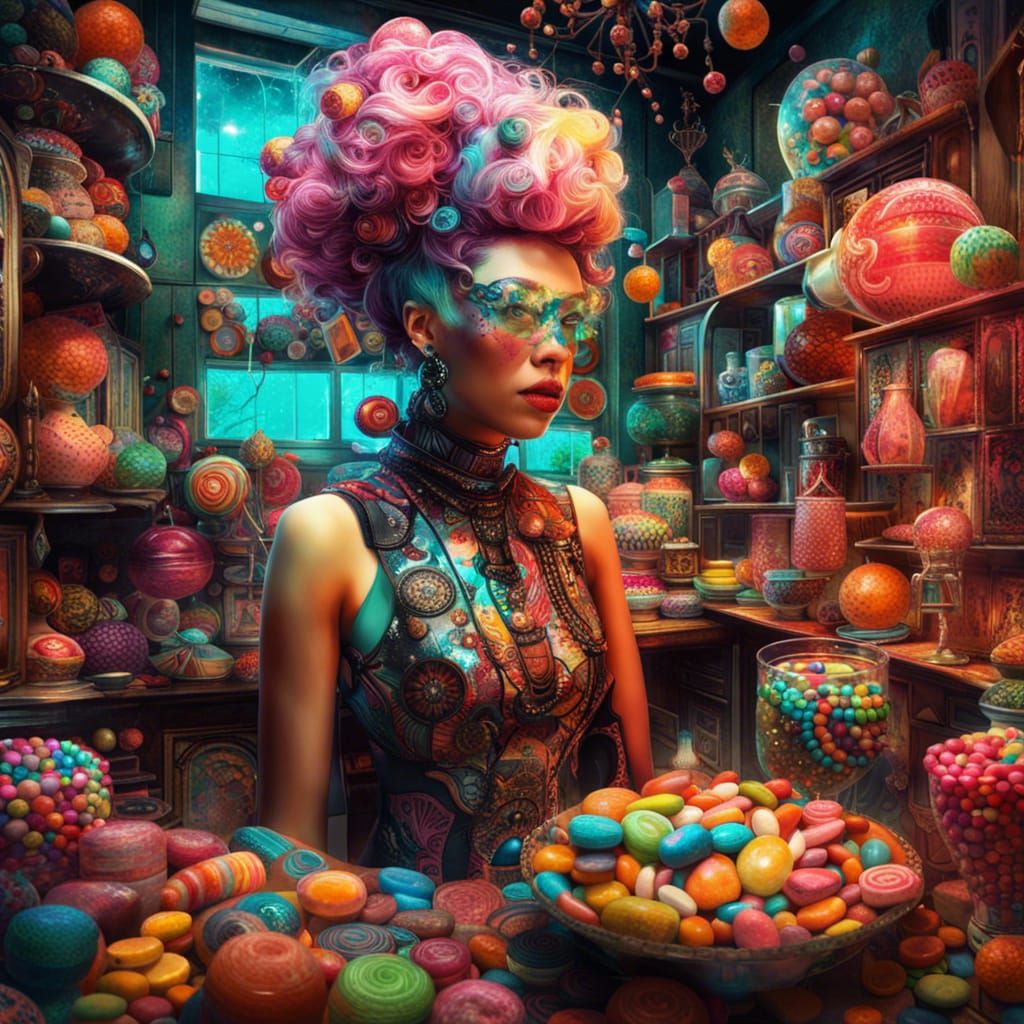 Cyberpunk Candy Shop in Fantasycore Style