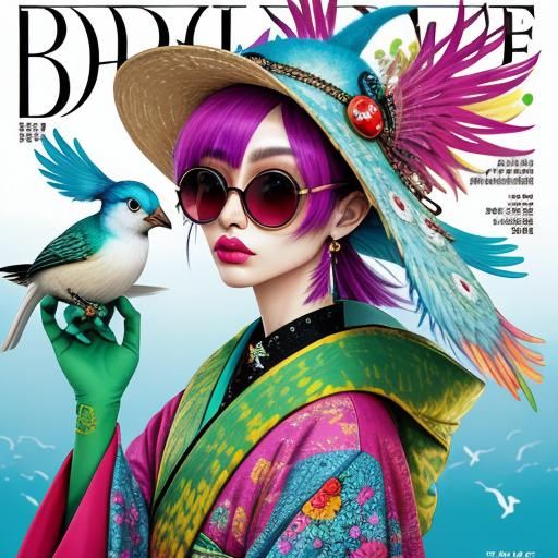Decora Fashion Magazine Cover with Bird Alien