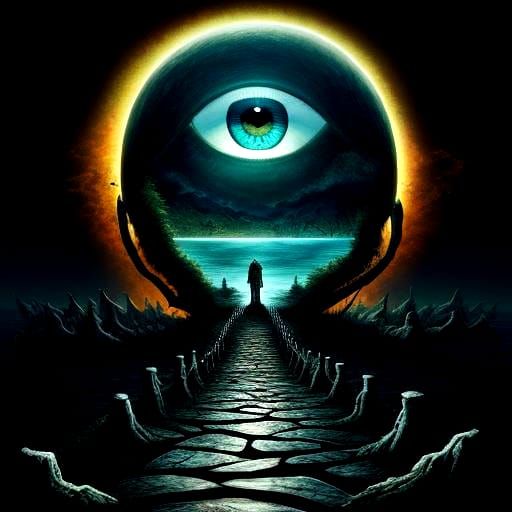 Surreal Dark Fantasy Image with Vibrant Colors