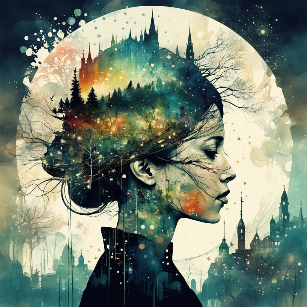 Double Exposure Galaxy Merging With Cityscape