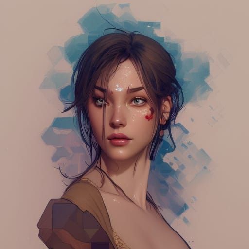 Detailed Portrait of Woman in Digital Art Style