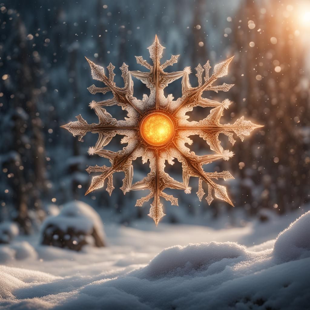 Sun as Snowflake in Snowstorm: Fantasy Concept Art