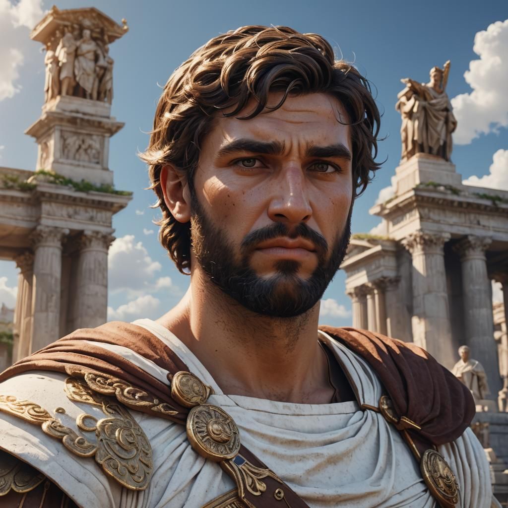 Roman God Portrait in Detailed Matte Painting Style