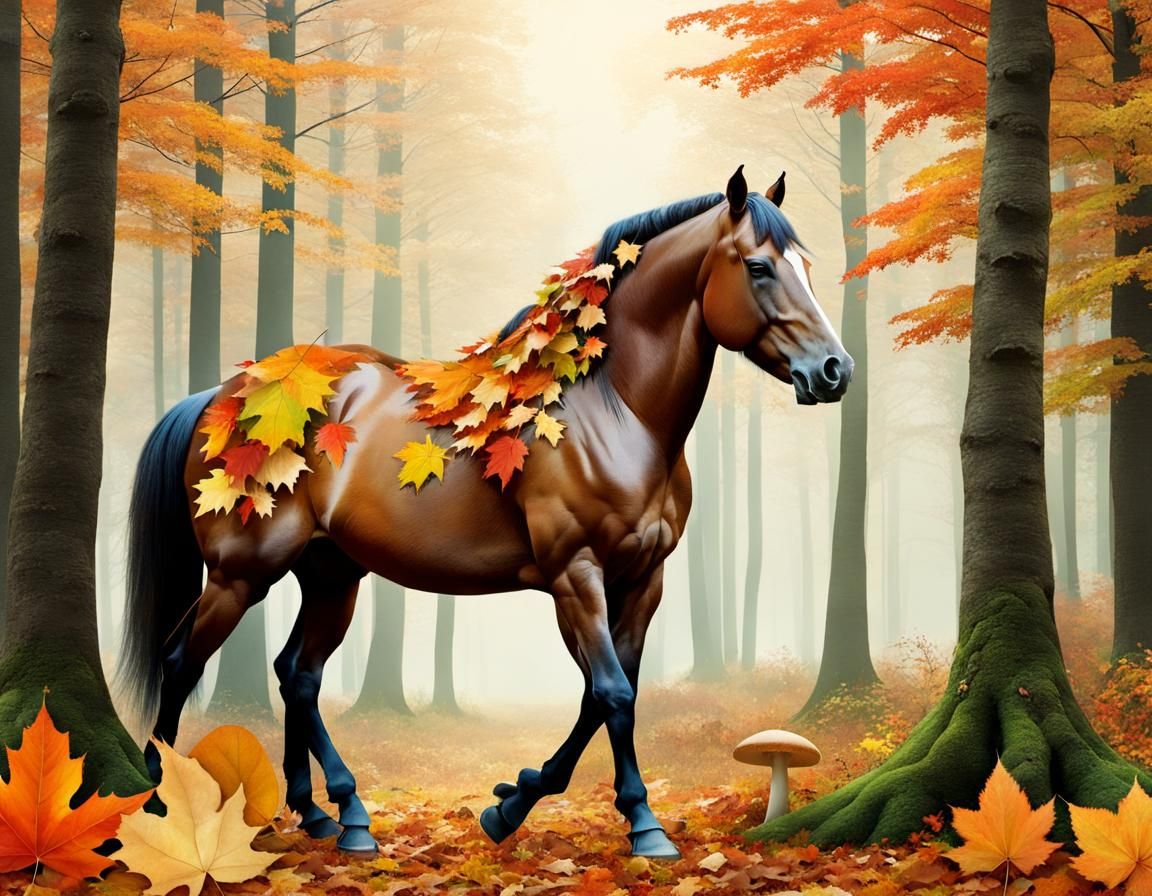 Centaurs in Autumn Forest in Soft Hues