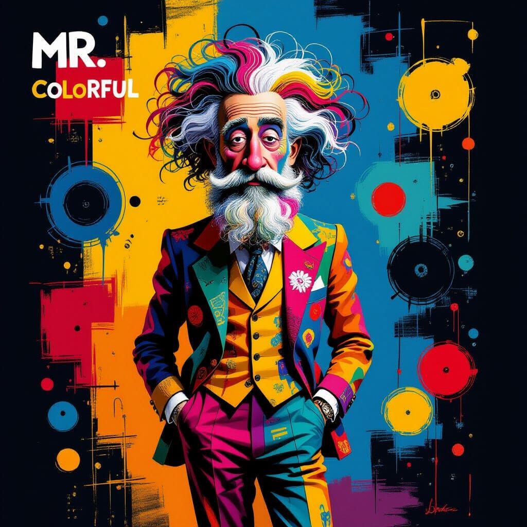 Mr. Colorful Abstract Character Portrait in Bold Brushstroke...