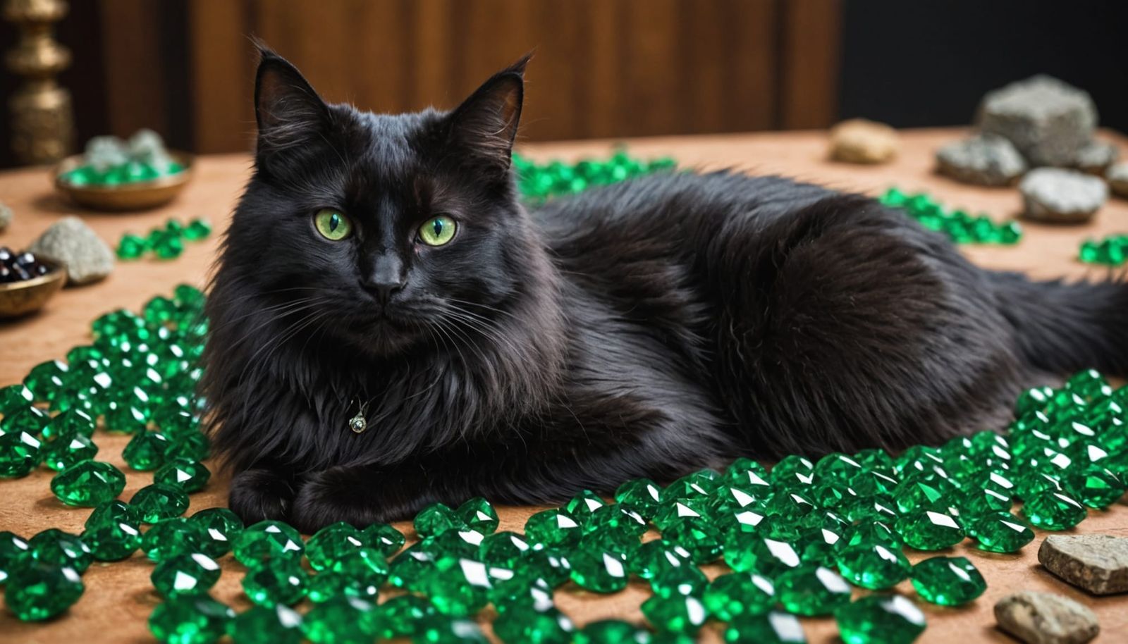 Luxurious Feline on Emerald Treasure