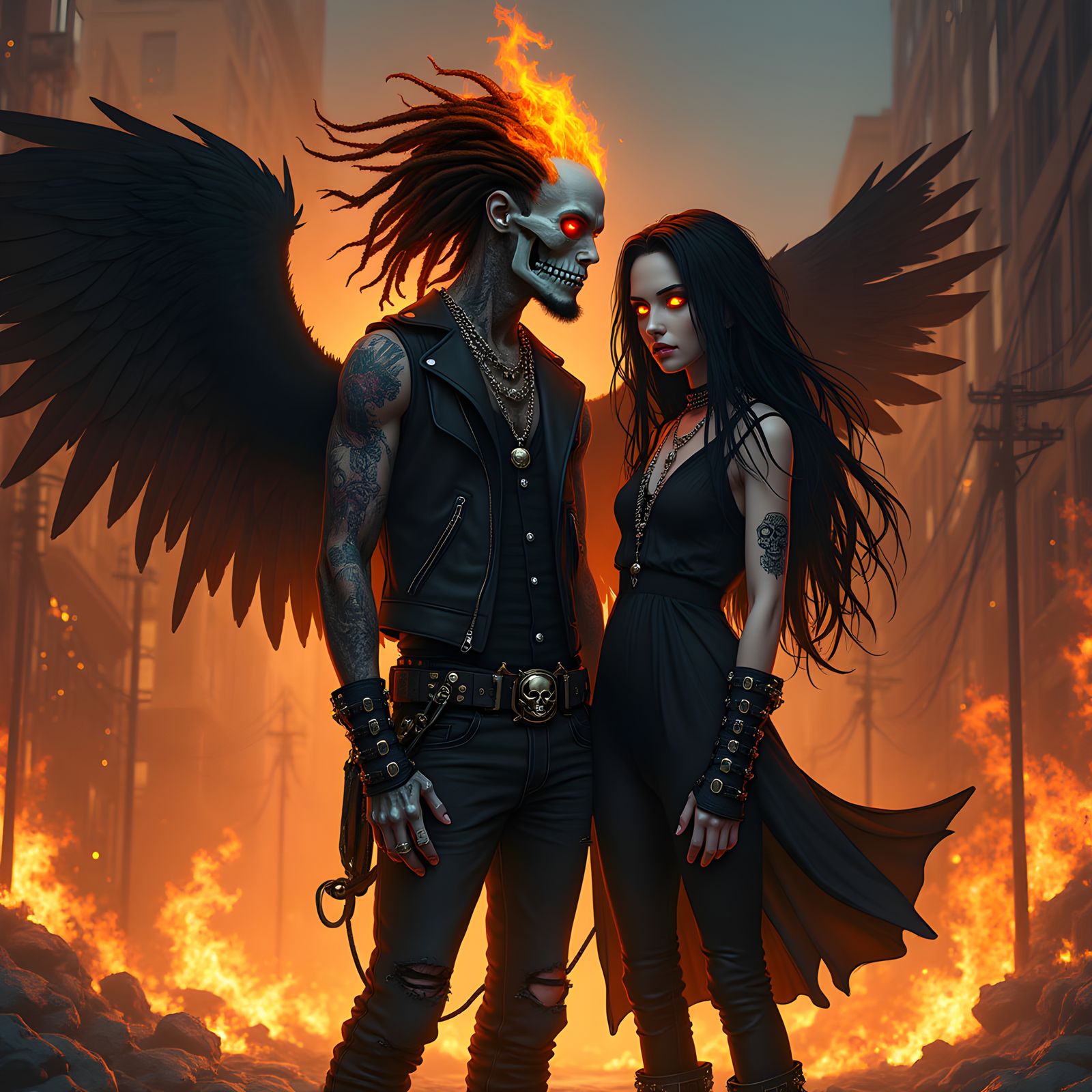 Flaming Dreadlock Hybrid in Gothic Style