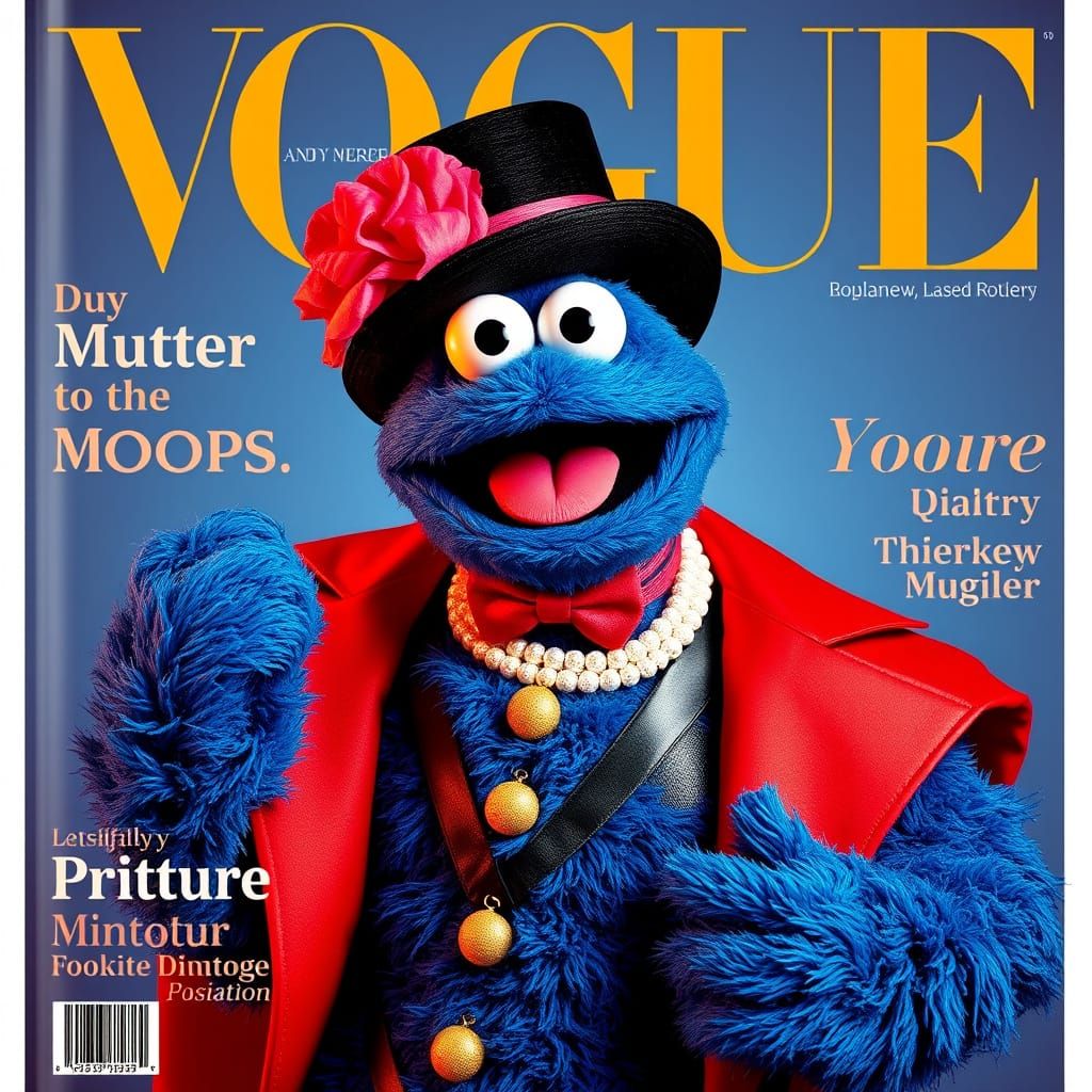 Cookie Monster as Drag Queen on Vogue Cover