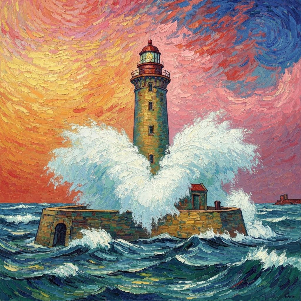 Lighthouse in Van Gogh Impasto Style