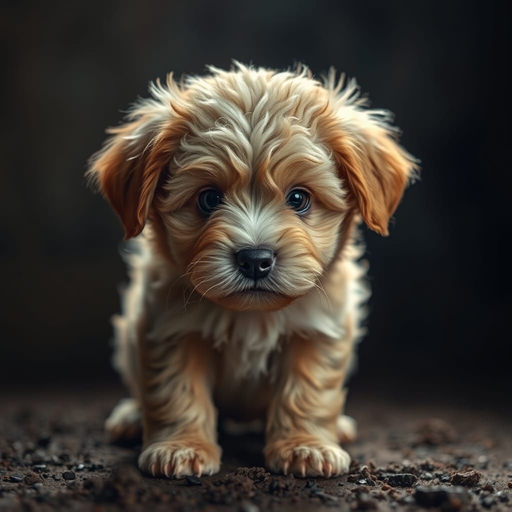 Hyperrealistic Puppy Portrait in Cinematic Lighting