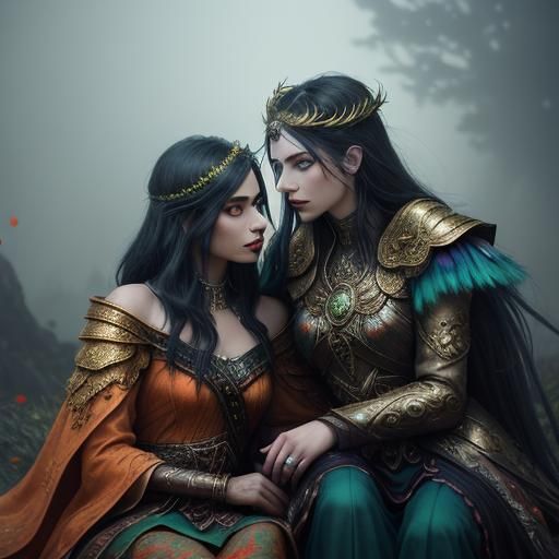 Two Women in a Digital Matte Painting