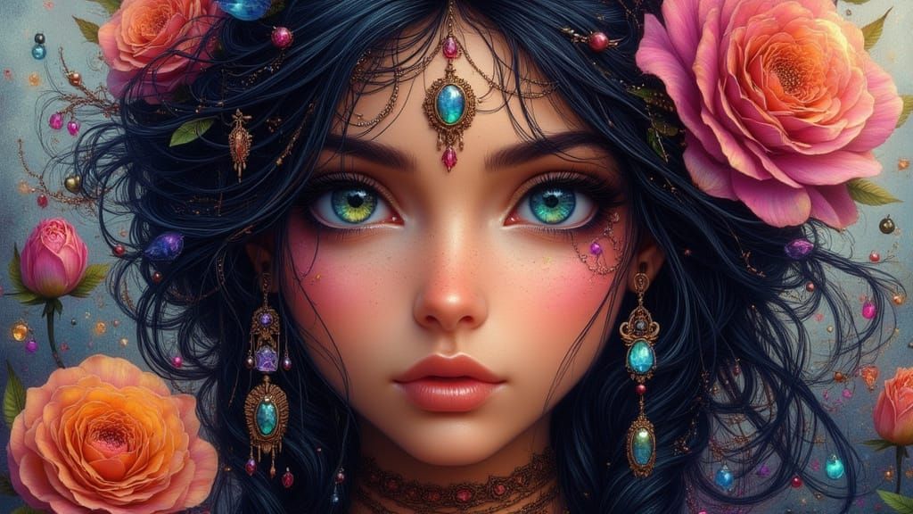 Whimsical Cyberpunk Princess Jasmine in Bohemian Fairytale