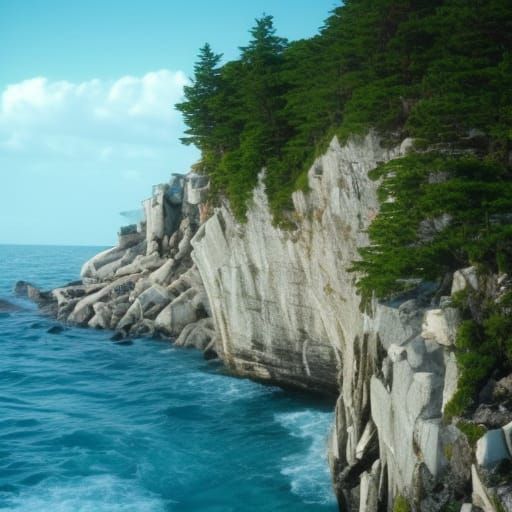 Rocky Cliffside Trees Falling into the Ocean
