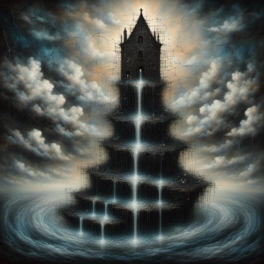 Surreal Evil Nun and Black Sheep in Digital Art