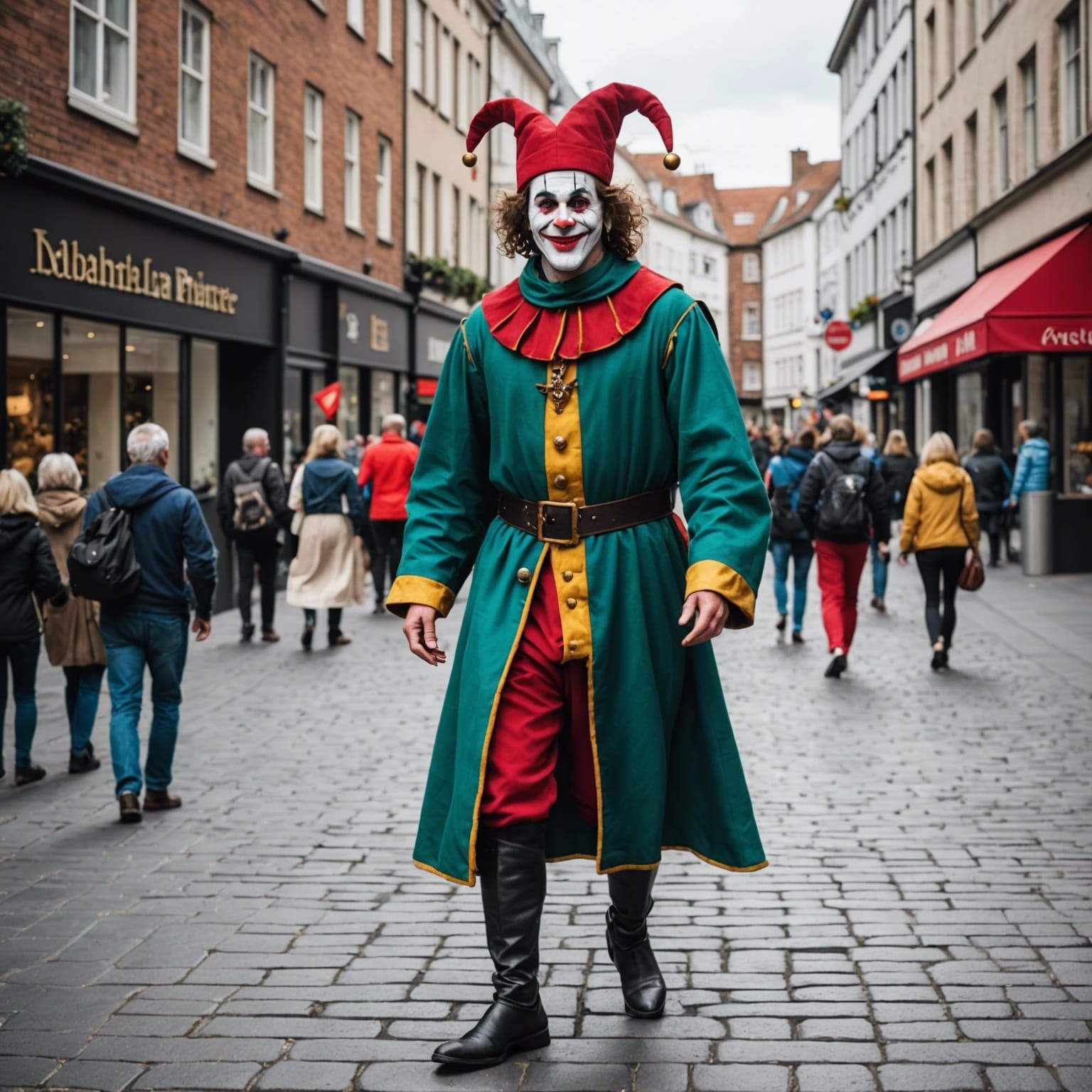 Medieval Jester in a Modern City