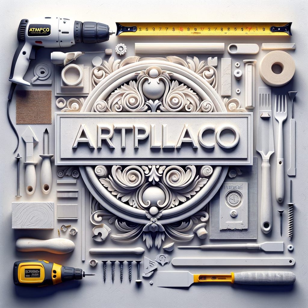 Artistic 3D Gypsum Logo Concept for Interior Design Company