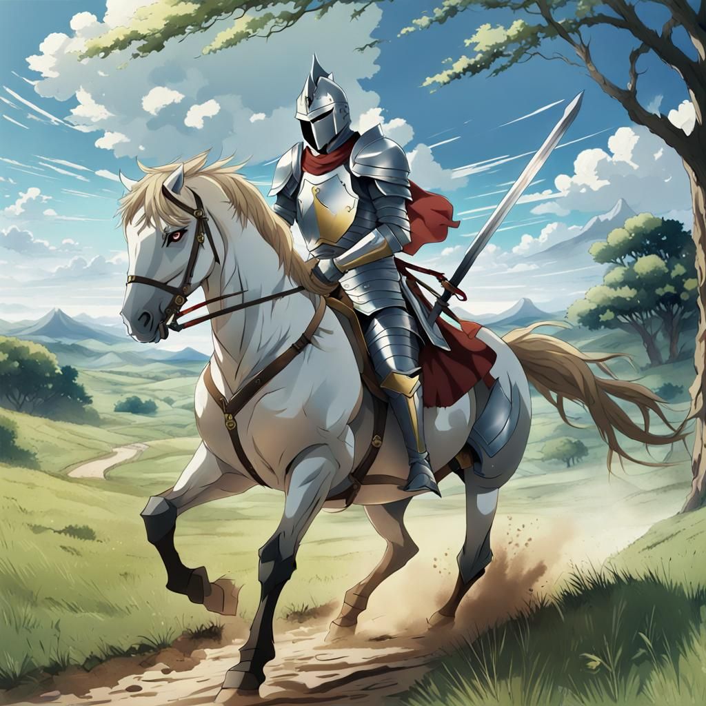 Knight on Horseback in Anime Style
