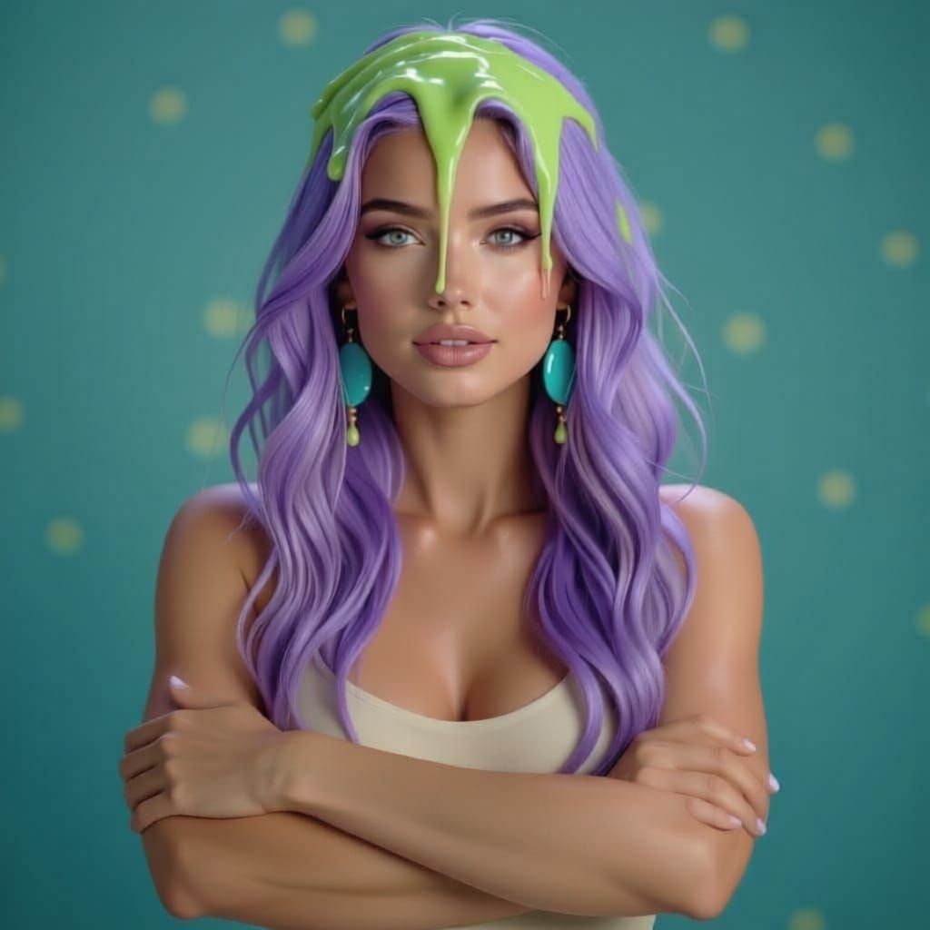 Woman With Lavender Hair Gets Slimed