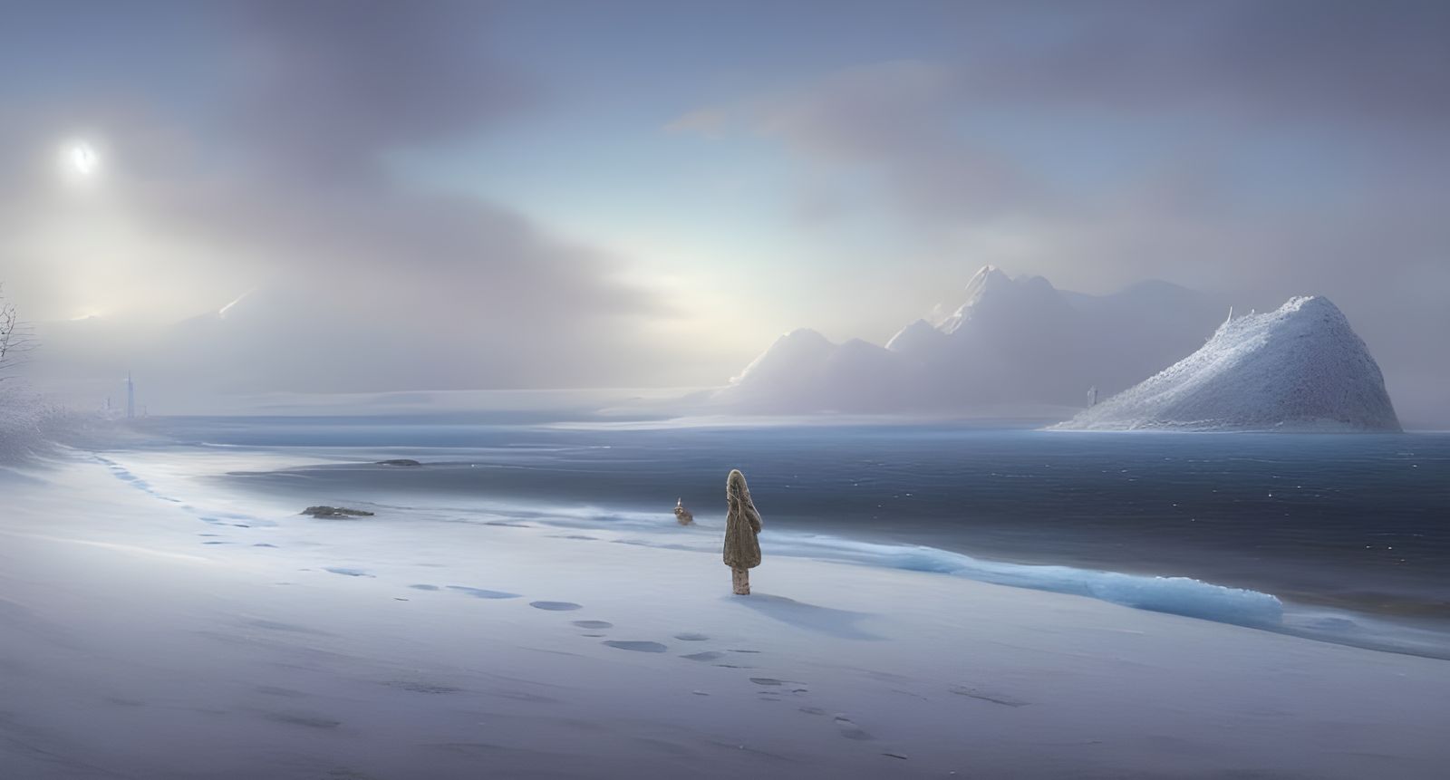 Magical Snowy Winter Beach Landscape in Unreal Engine 5