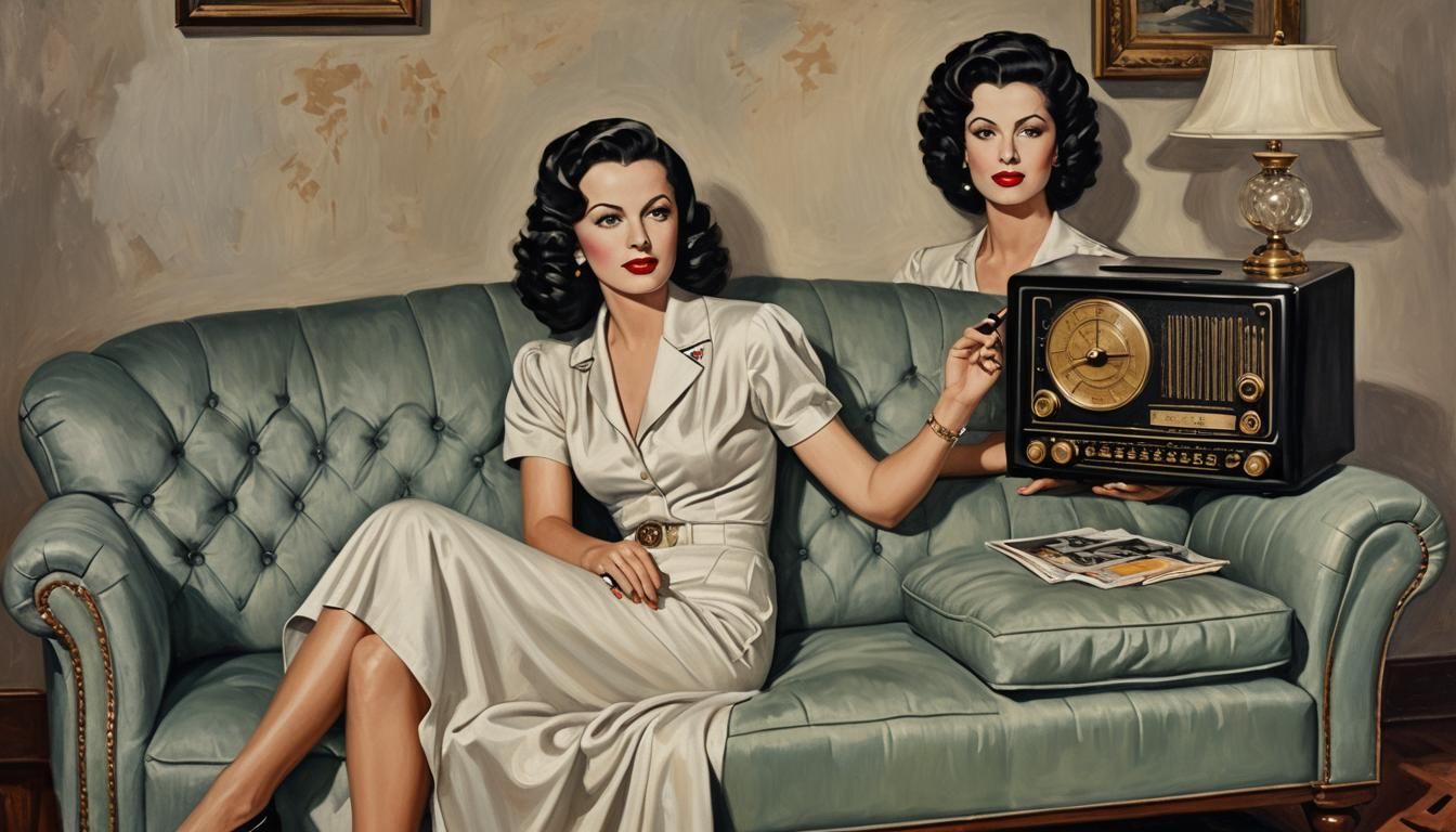 Vintage Radio and Hollywood Glamour in Oil