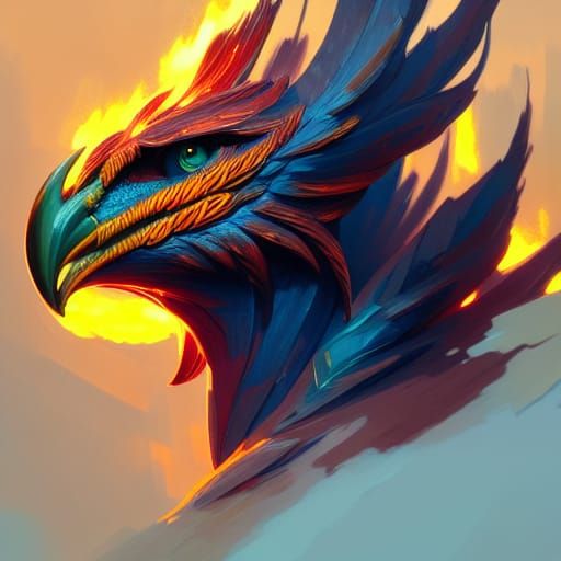 Fiery Phoenix Portrait in Art Nouveau Style
