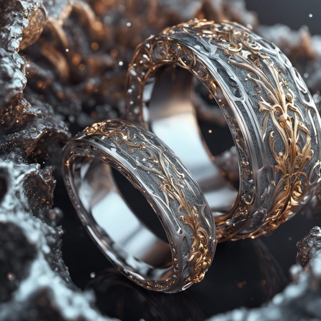 Modern Silver Wedding Ring in Detailed Matte Painting