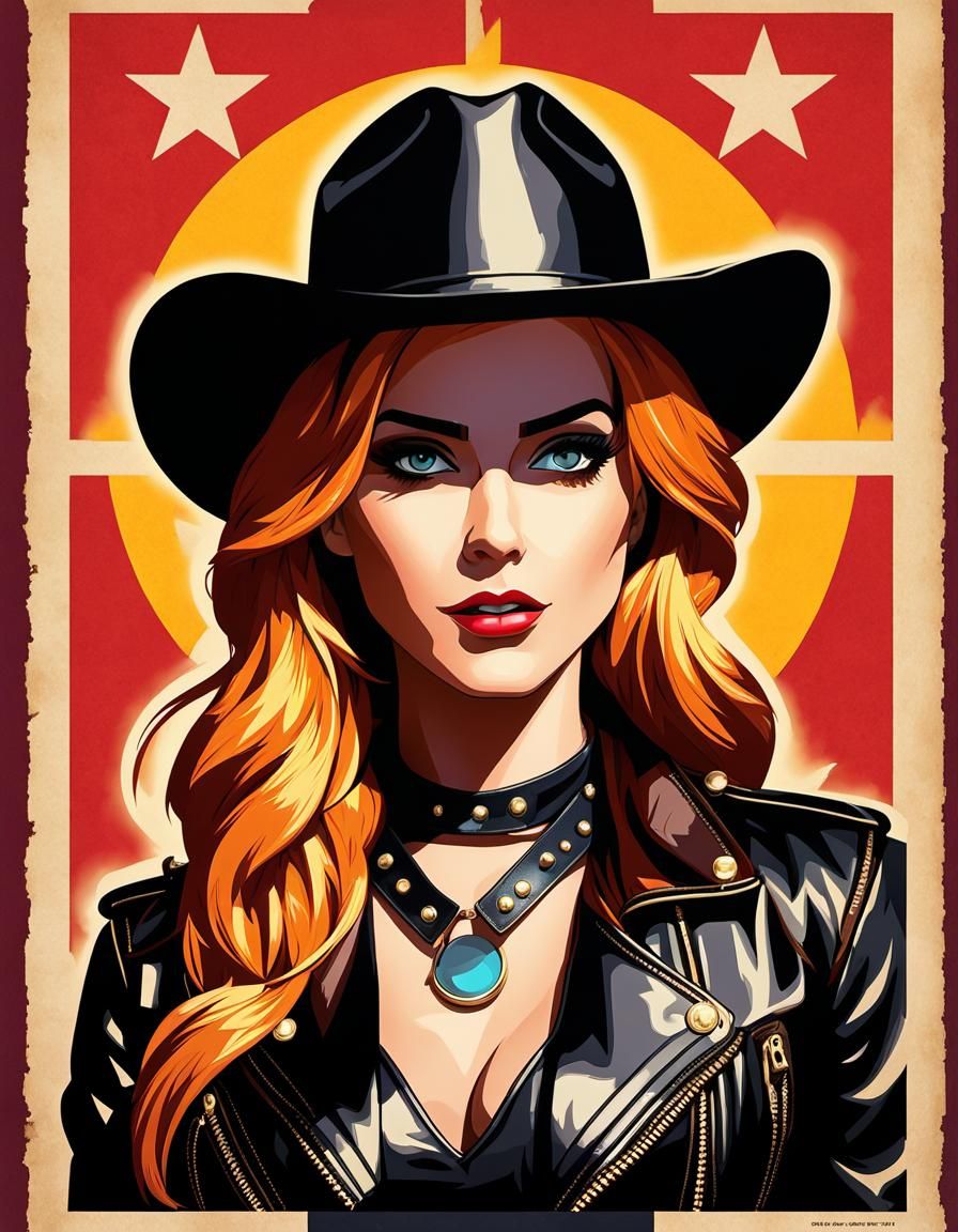 Sunset Shimmer Cowboy Wanted Poster in Pop Art Style
