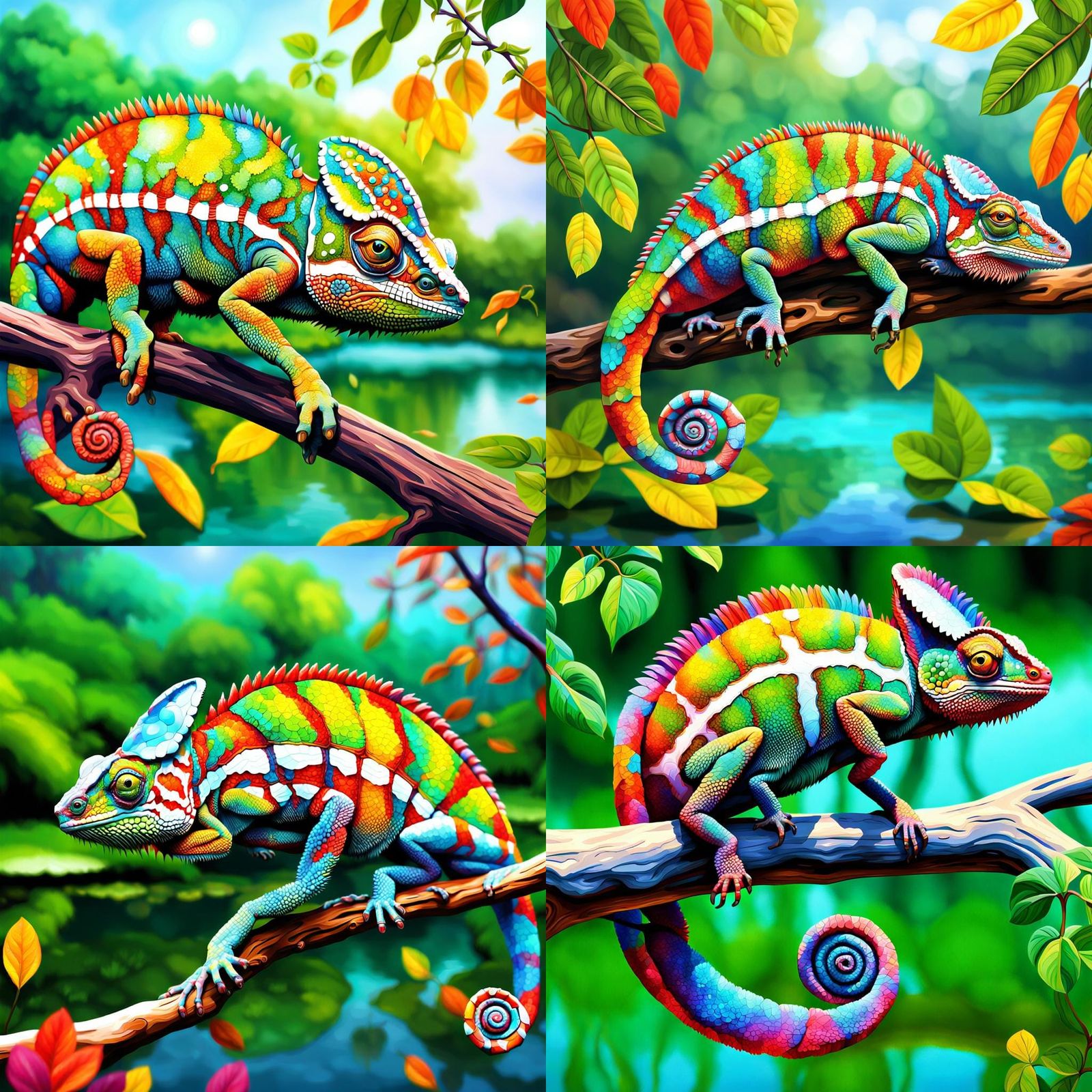 Colorful Chameleon Acrylic Painting in 8K Resolution