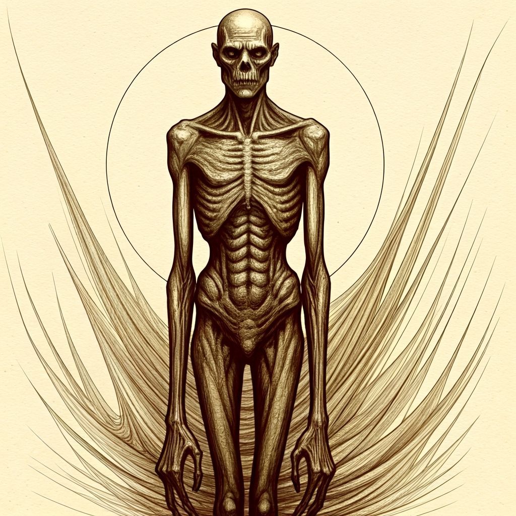 Ghoul Figure in Sepia Ink Sketches