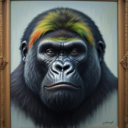 Gorilla in Mist: Expressionist Oil Painting