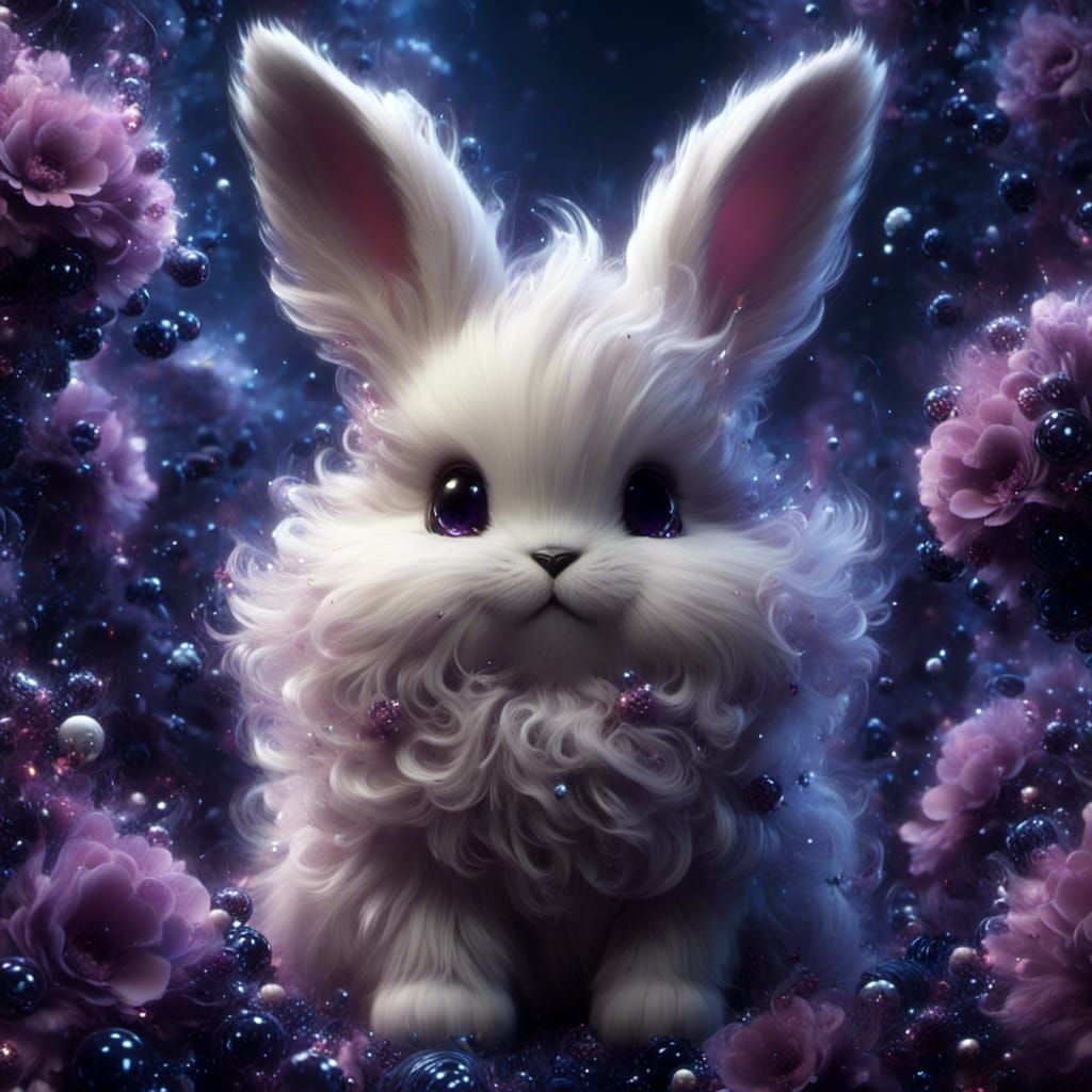 Adorable Fluffy Chibi Bunny with Sparkle Effect