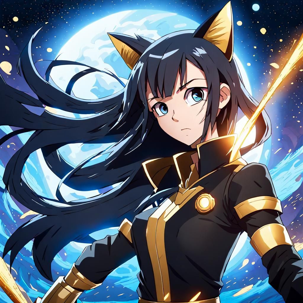 Cosmic Battle: Girl Between Opposing Astral Powers