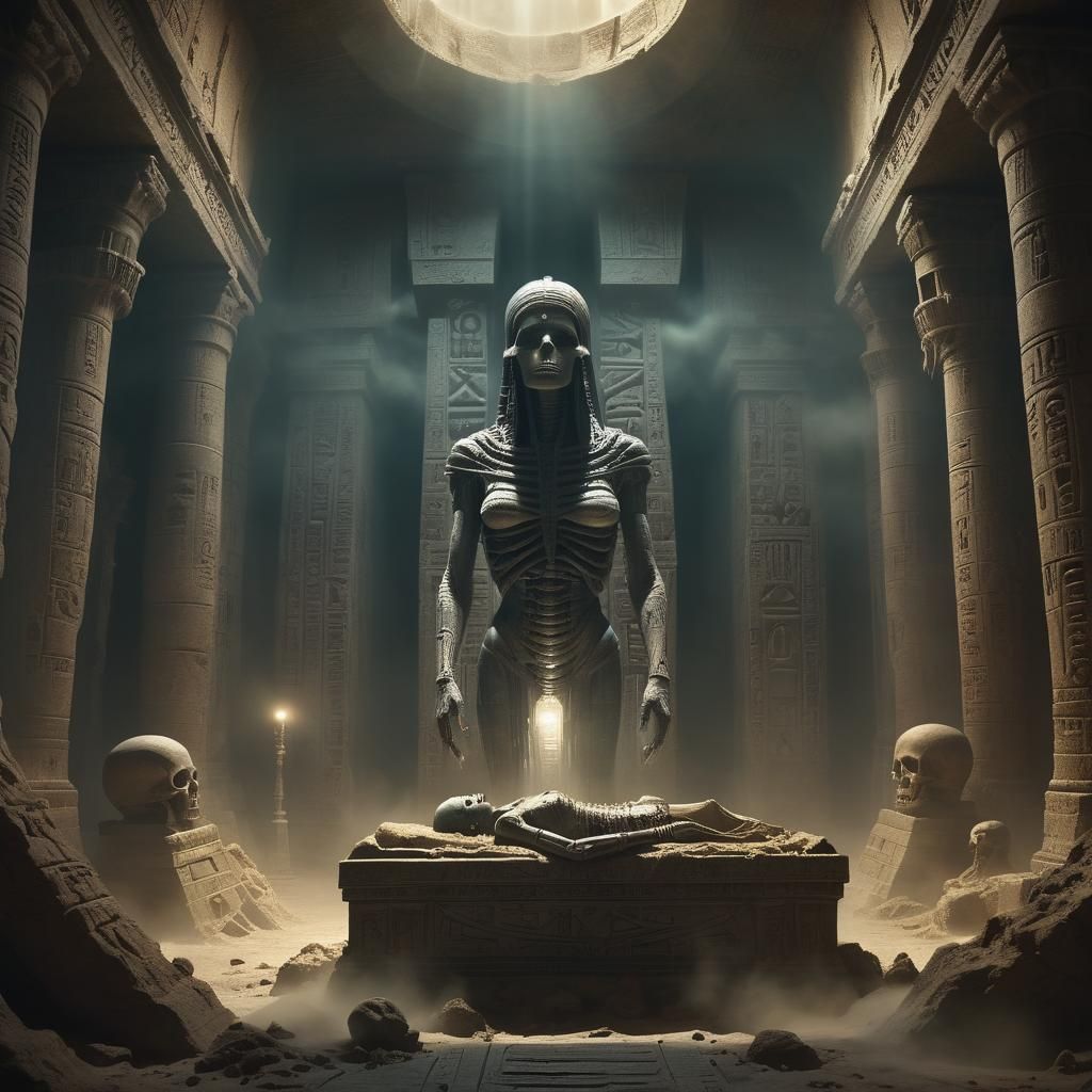 Mummy in Ancient Crypt: Digital Matte Painting