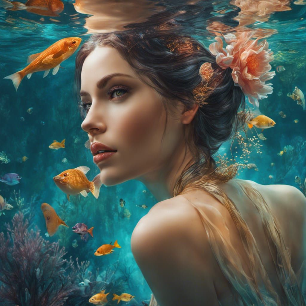 Ethereal Underwater Woman: A Fantasy Portrait