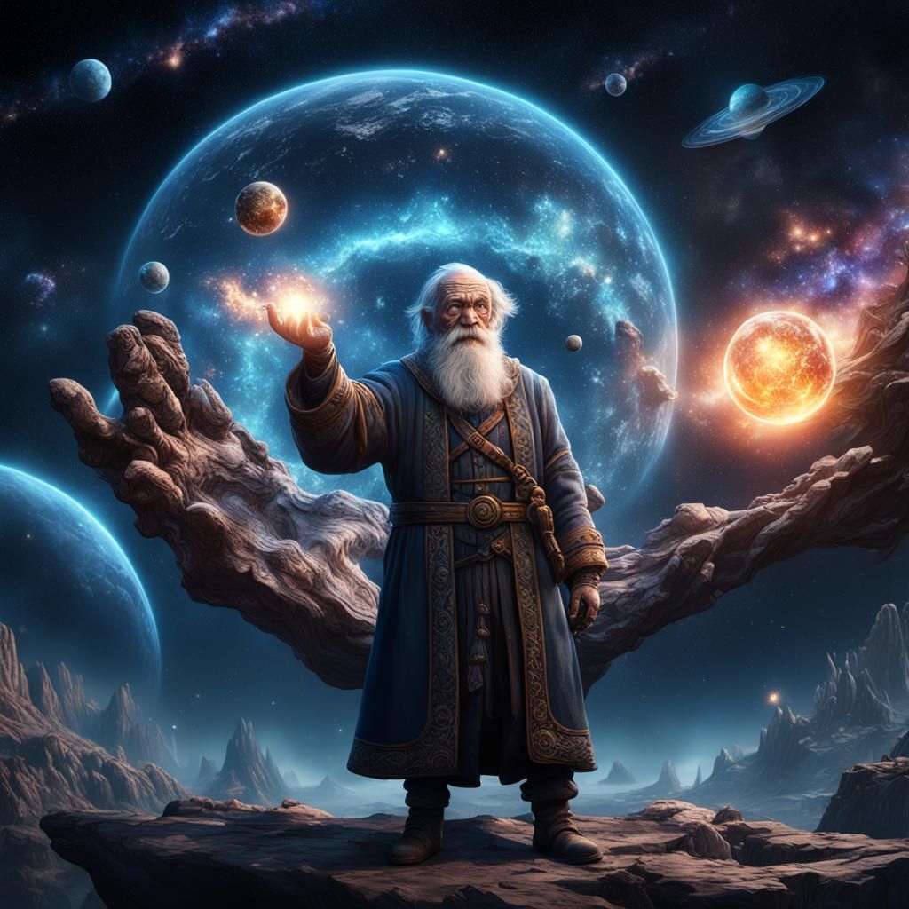 Old Man Holding the Universe: Fantasy Concept Art