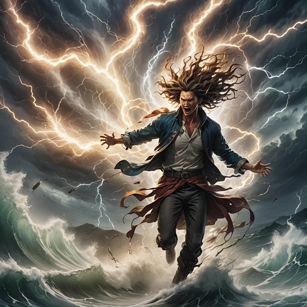 Epic Storm Scene with Ethereal Beings